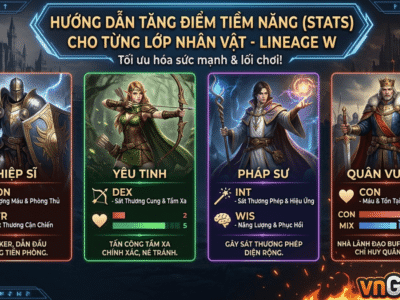 Hướng Dẫn Tăng Điểm Tiềm Năng (Stat) Cho Từng Class Trong Lineage W Chuẩn Nhất