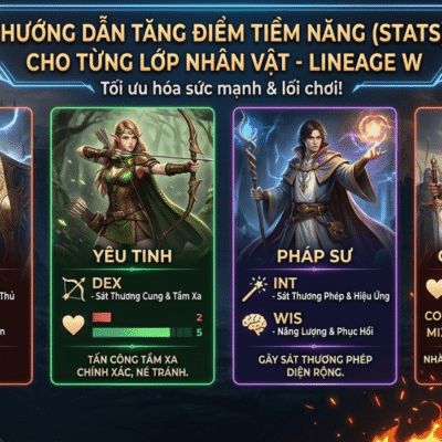 Hướng Dẫn Tăng Điểm Tiềm Năng (Stat) Cho Từng Class Trong Lineage W Chuẩn Nhất