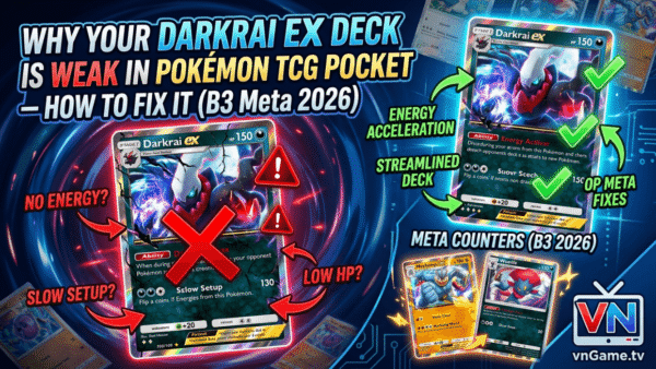 Vì sao bộ bài Darkrai ex của bạn lại yếu trong Pokémon TCG Pocket – Cách khắc phục (B3 Meta 2026)