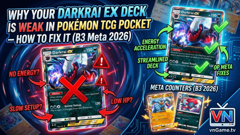 Vì sao bộ bài Darkrai ex của bạn lại yếu trong Pokémon TCG Pocket – Cách khắc phục (B3 Meta 2026)