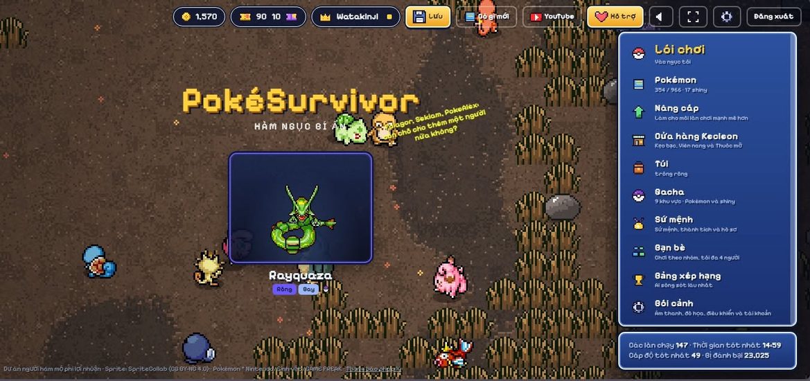 PokeSurvivor – Game Pokémon Sinh Tồn Online Miễn Phí